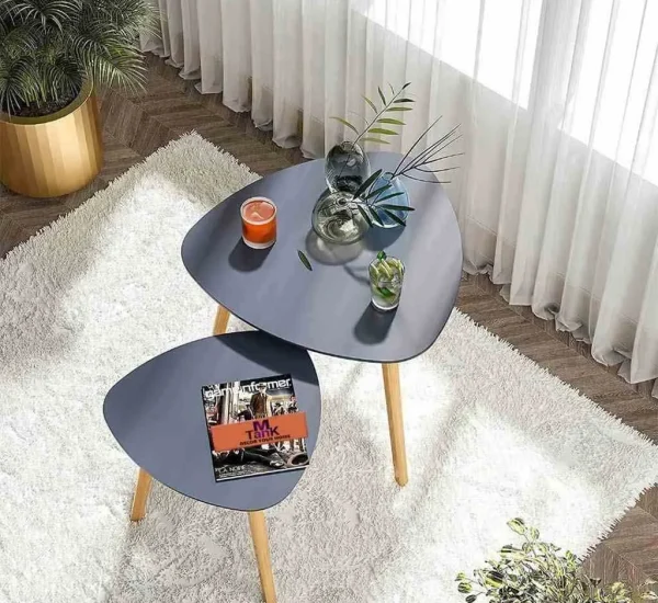 Dark Grey Melamine Wood Coffee Table Set